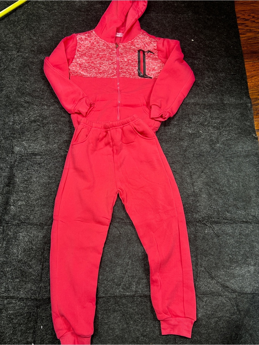 Kids Red Hooded Two Piece Jogger Set